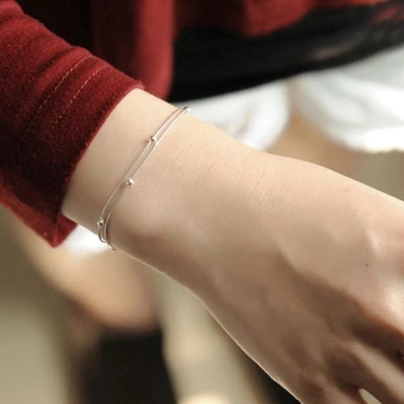 New Sterling Silver Double Strand Chain Bracelet - Picture 6 of 8